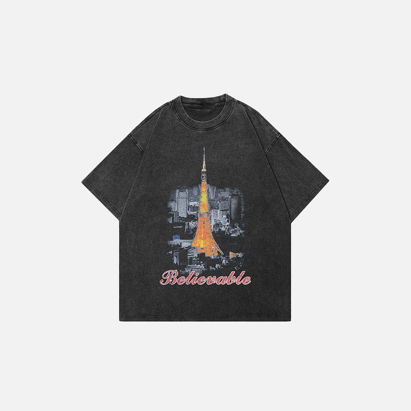 Gölge Baskılı Tişört, önden görünüm — Navra Wear