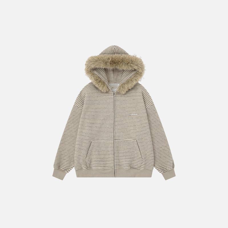 Euro Stripe Fur Relaxed Hood