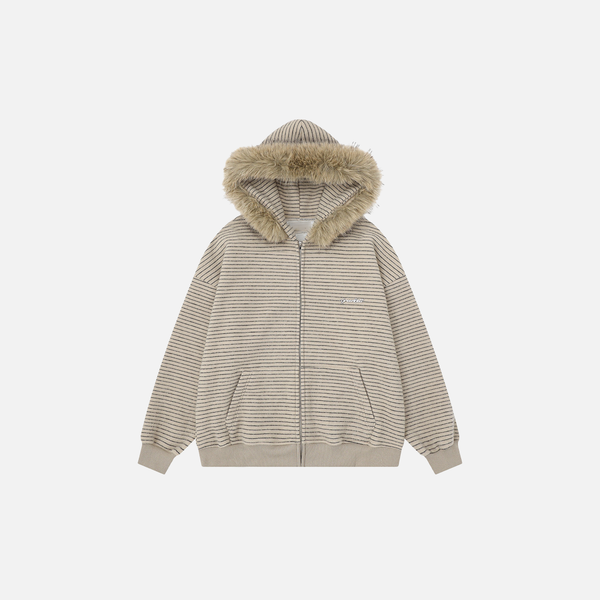 Euro Stripe Fur Relaxed Hood