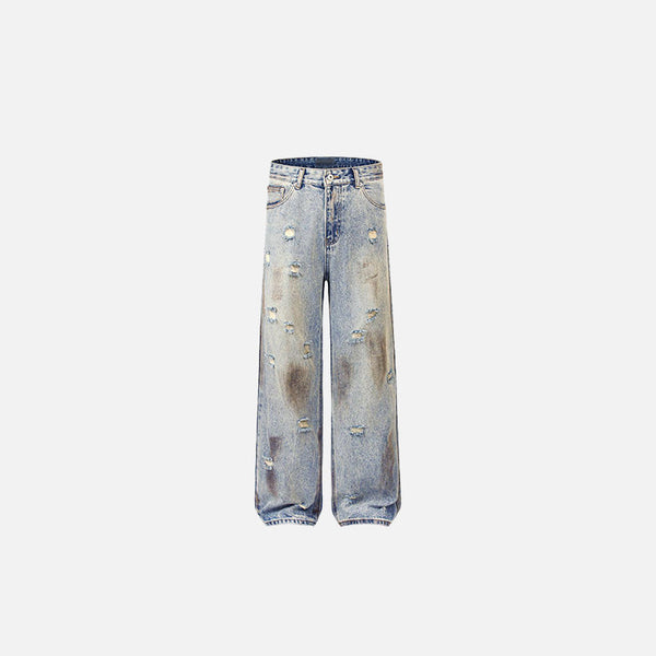 Vintage Yıkanmış Baggy Jean Pantolon, önden görünüm — Navra Wear