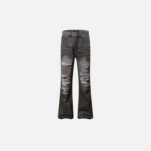 Men Scratch Faded Torn Classic Leg Denim