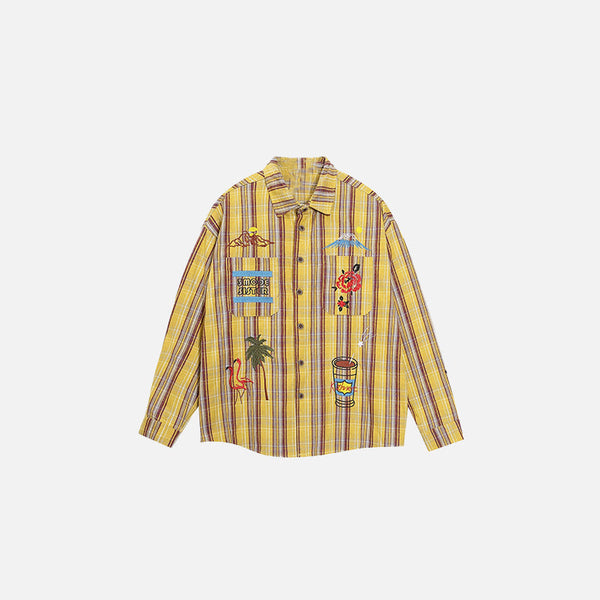 Palmiye Baskılı Gömlek, önden görünüm — Navra Wear