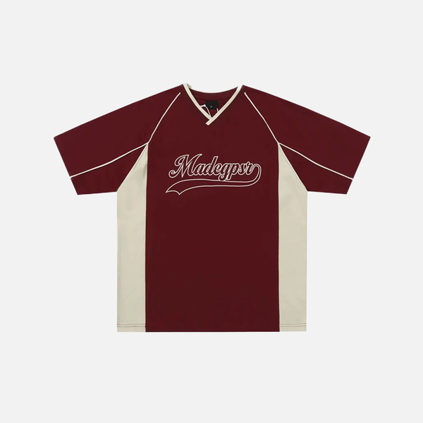 Plush Turn-Of-Era Artwork Fragment V-Neck Boxy-Fit T-Shirt