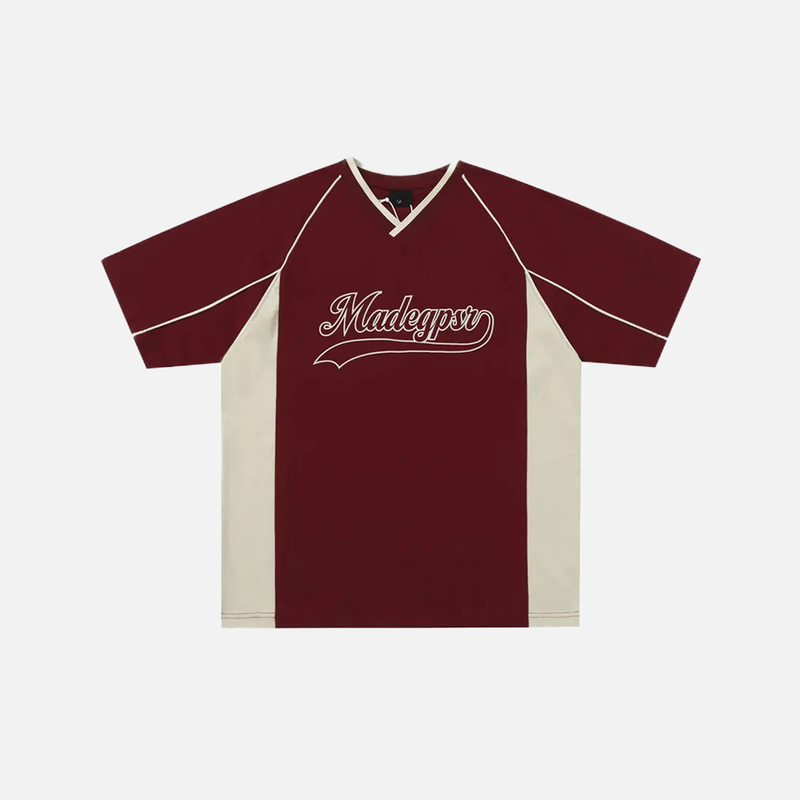 Plush Turn-Of-Era Artwork Fragment V-Neck Boxy-Fit T-Shirt