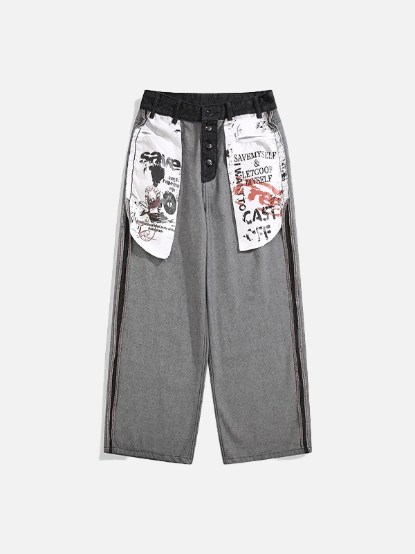 Western Style Utility Reverse Contrast Color Denim