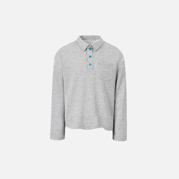 Chic Gem Buttoned Long Sleeve Collar-Knit T-Shirt
