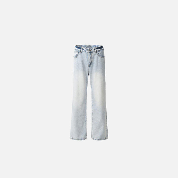 Yıkanmış Baggy Jean Pantolon, önden görünüm — Navra Wear