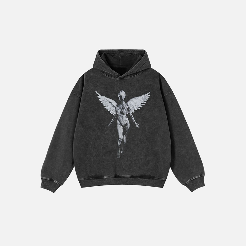 Oversized Angel Statue Faded Sweatshirt