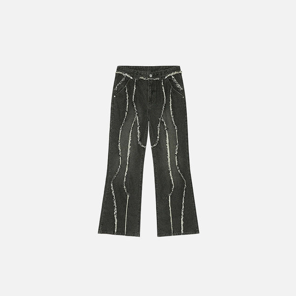 Dalga Baskılı Jean Pantolon, önden görünüm — Navra Wear