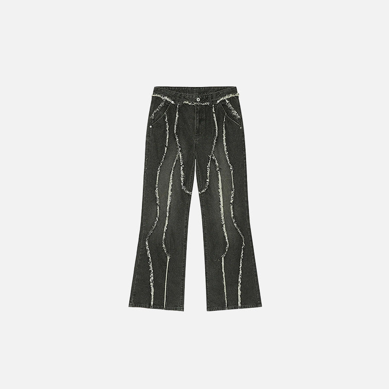 Dalga Baskılı Jean Pantolon, önden görünüm — Navra Wear