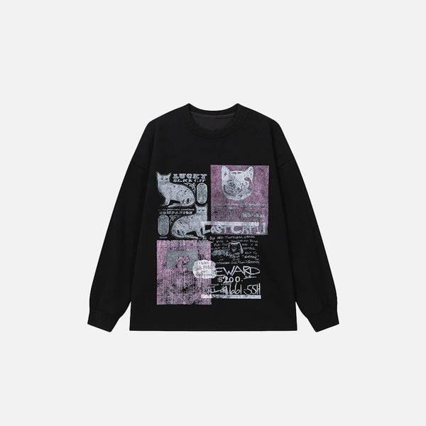 Kedi Baskılı Tişört, önden görünüm — Navra Wear