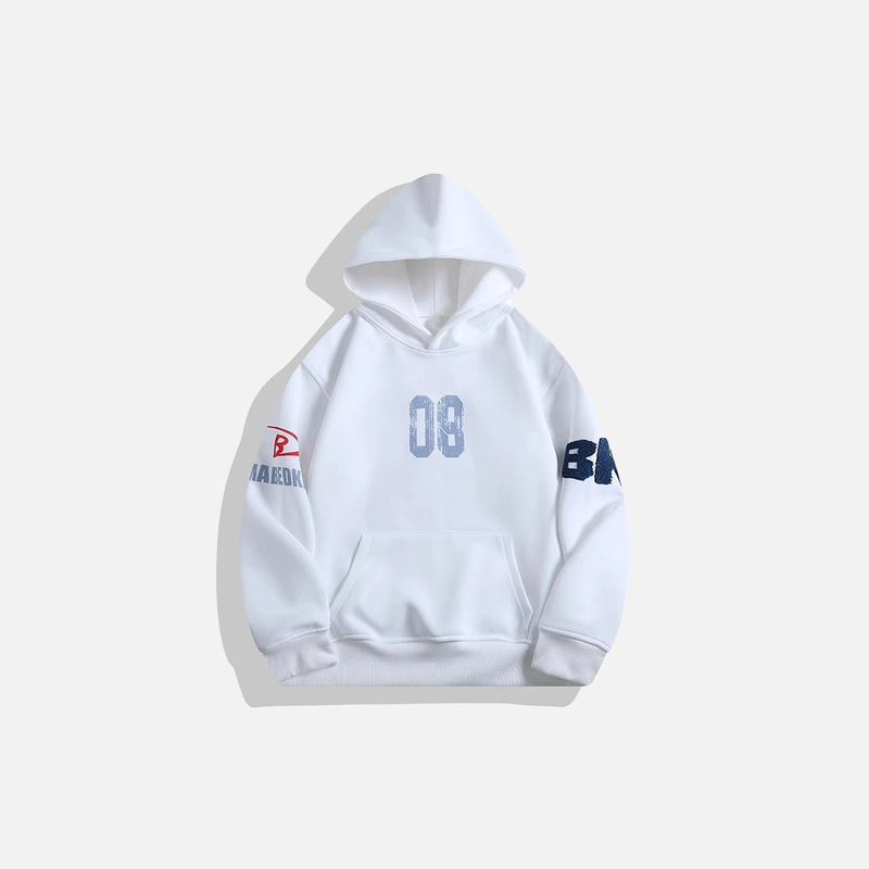 Warm Embroidered Western Letter Sweatshirt