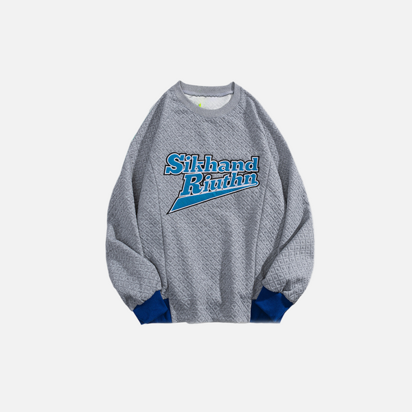 Varsity Stitch Round Neck Sweatshirt