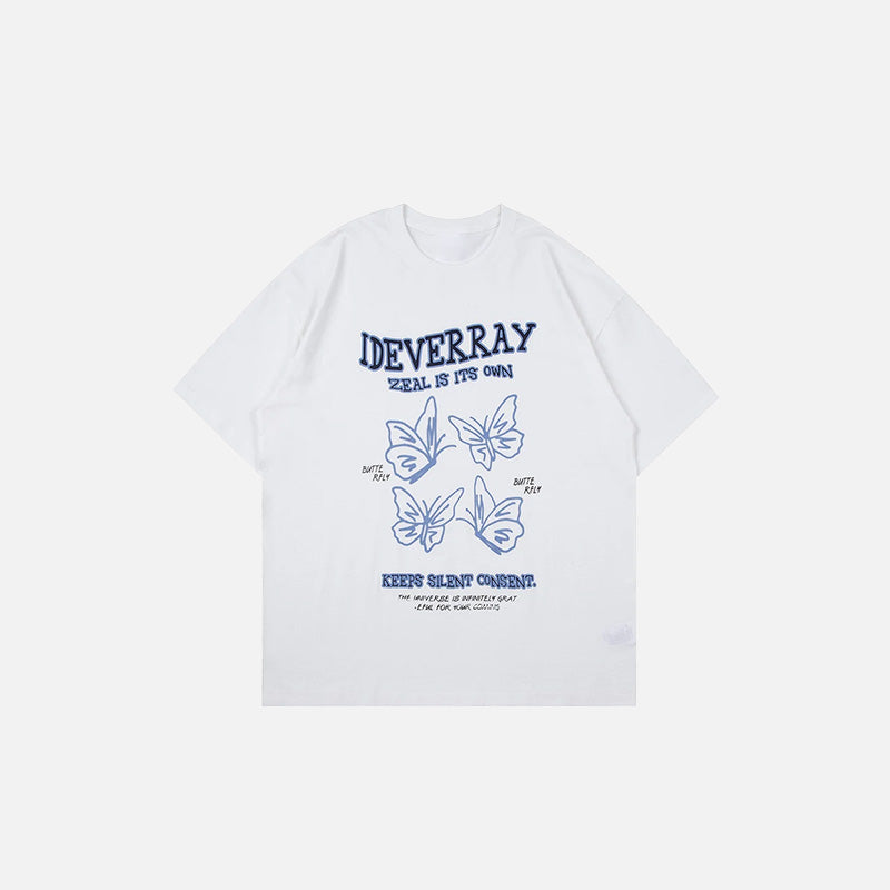 Kelebek Baskılı Tişört, önden görünüm — Navra Wear