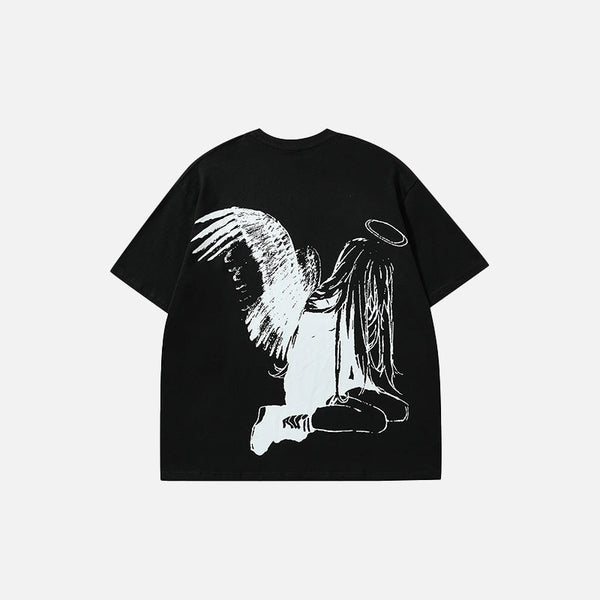 Relaxed Seraphic Wings Designed T-Shirt