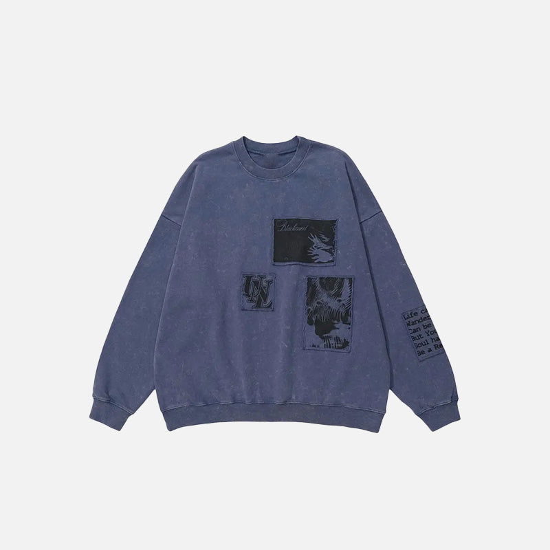 Patchwork Sweatshirt, önden görünüm — Navra Wear