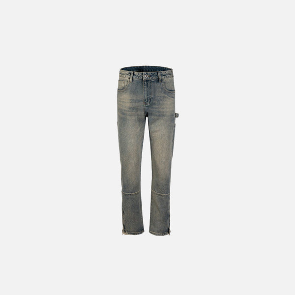 Vintage Yıkanmış Düz Kesim Jean Pantolon, önden görünüm — Navra Wear