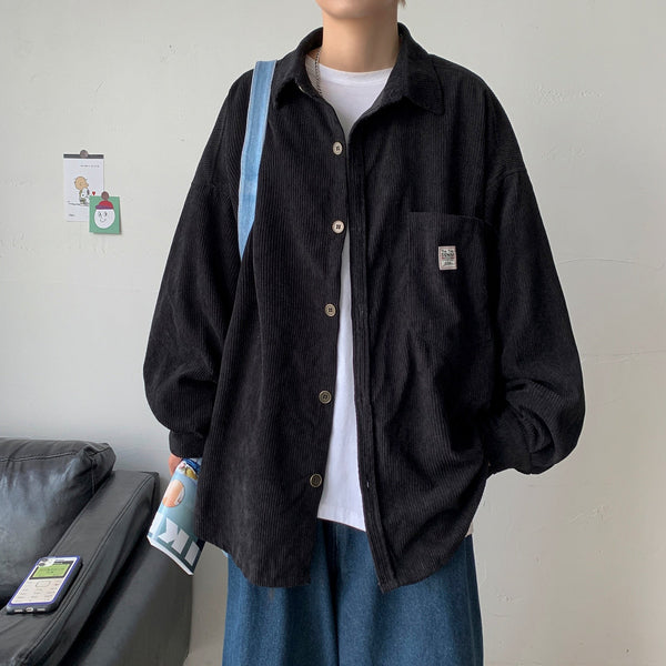Solid Corduroy Vintage Long Sleeve Top