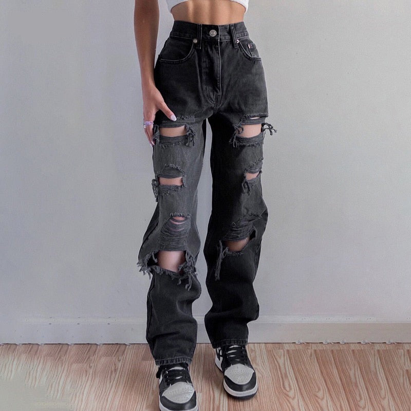 Women's High-Rise Torn Denim