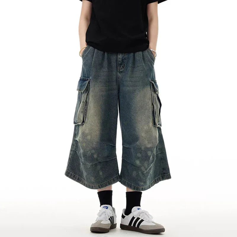 Yıkanmış Jean Şort, önden görünüm — Navra Wear