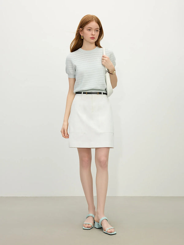 Knitted Texture Hollow Versatile Hop Hip Women T-Shirt