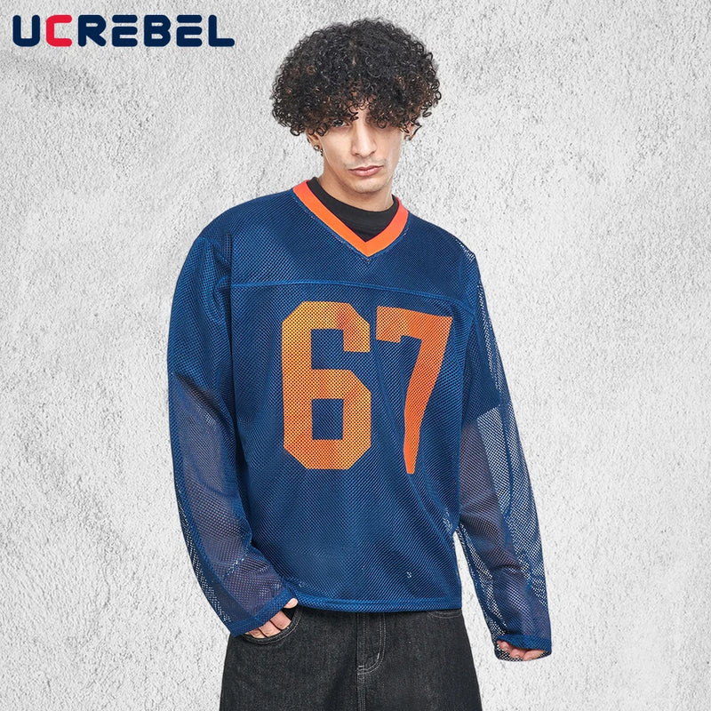 Y2K Color Block Uzun Kollu Tişört, önden görünüm — Navra Wear