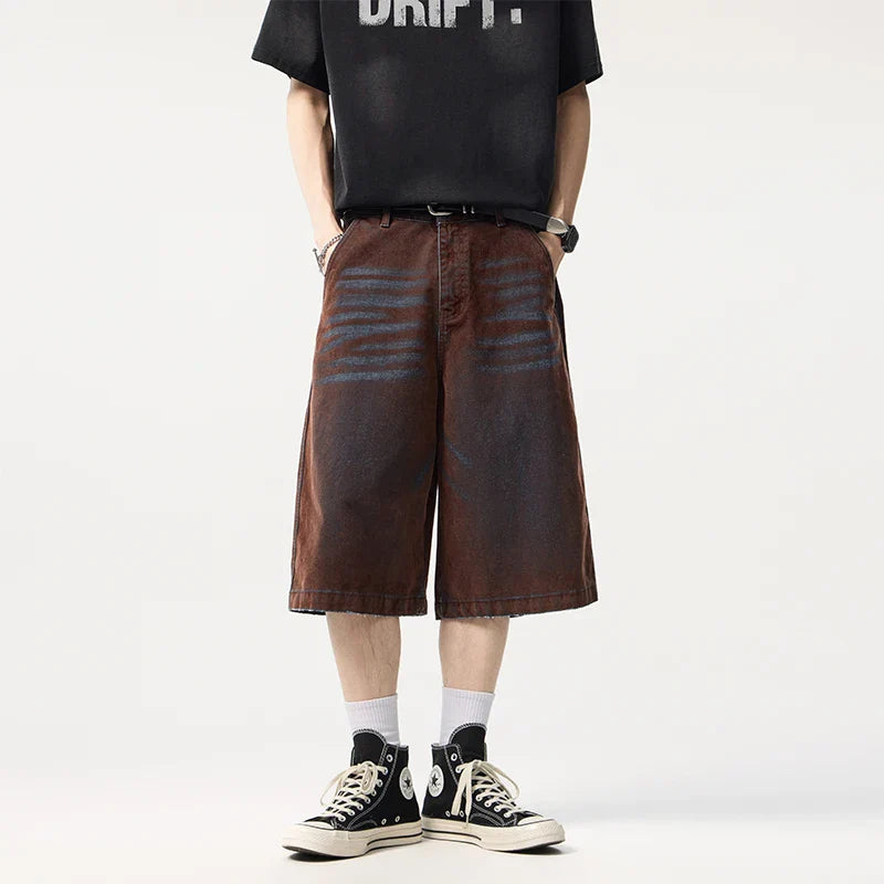 Insulated Sleek Brown Rinse Wide Leg Denim Shorts