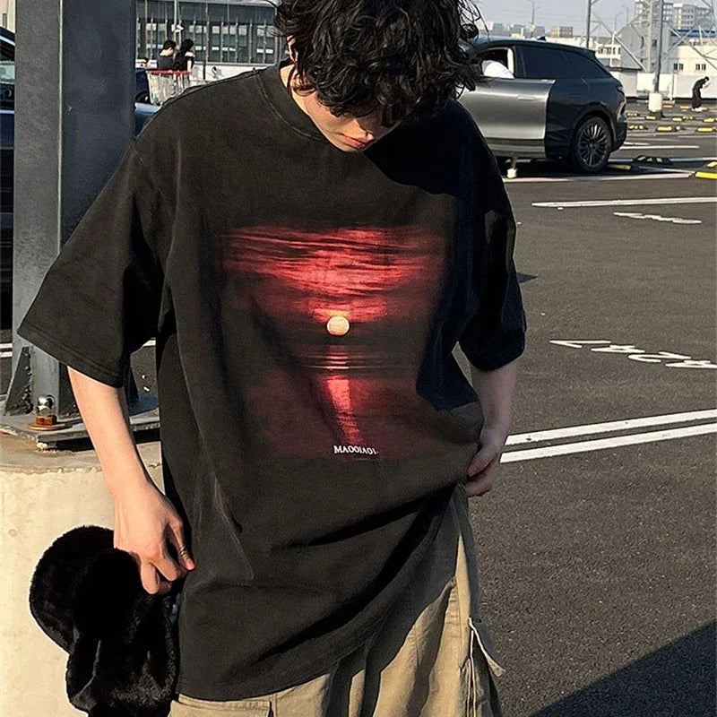 Time-Worn Sunset Artwork Print Lived-In T-Shirt