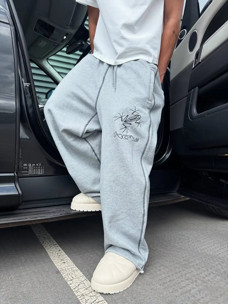 Wide Leg Çizgili Jogger, önden görünüm — Navra Wear