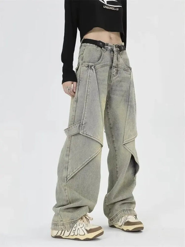Snuggle-Ready Mosaic Denim Bell Leg Denim