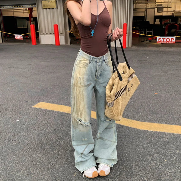 Modern High-Rise Relaxed Torn Denim