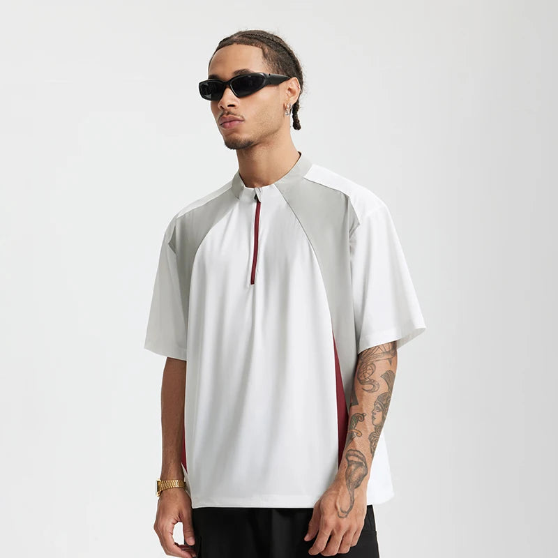 Çeyrek Fermuarlı Sport Tişört, önden görünüm — Navra Wear