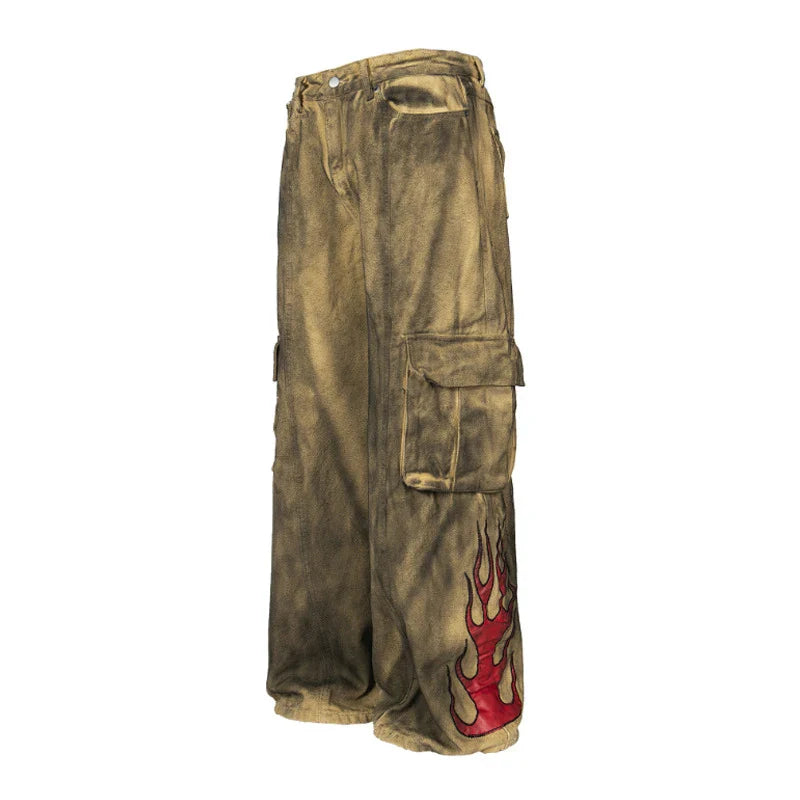 Flame Print Batik Street Pants