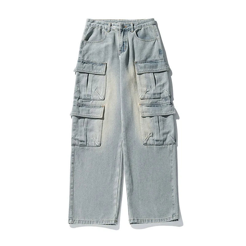 Timeless Washed Denim Wide Leg Street Jeans