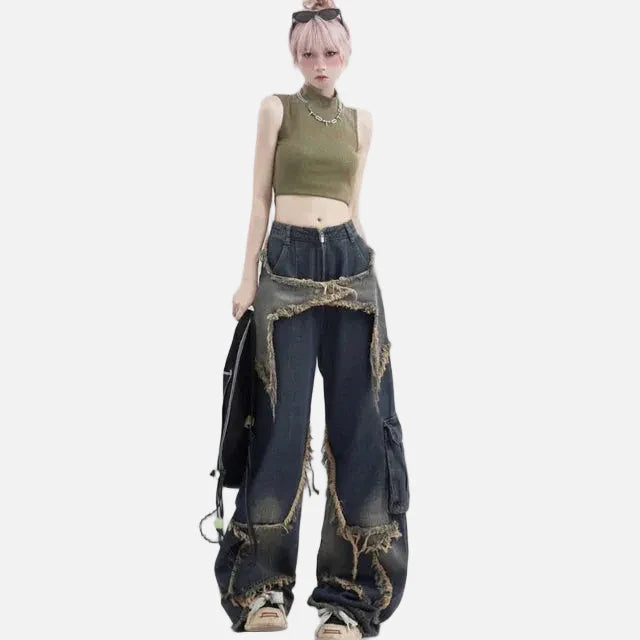 A girl wearing DAXUEN star jeans 1