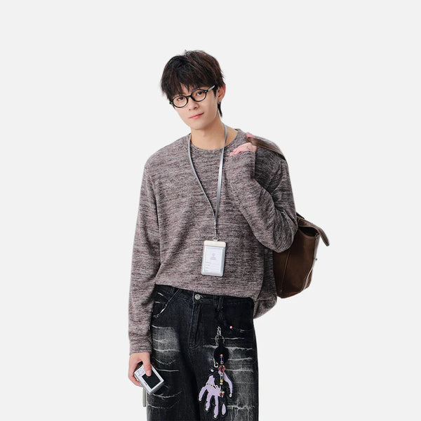 Neck Crew Knit Cozy Long Sleeve T-Shirt