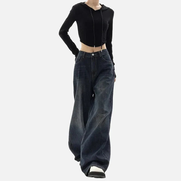 Kadın Baggy Jean Pantolon, önden görünüm — Navra Wear