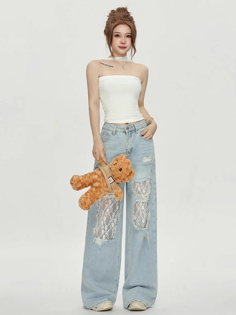 Heritage Destroyed Hollow Out Relaxed Denim