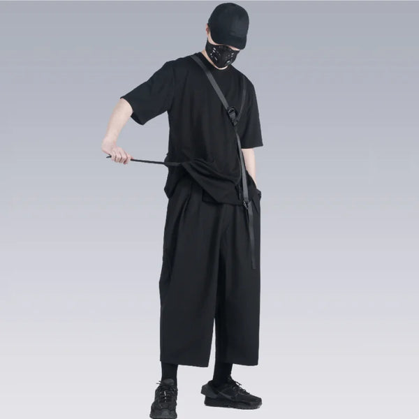 Casual Draping Techwear Rebel Style Denim Shorts