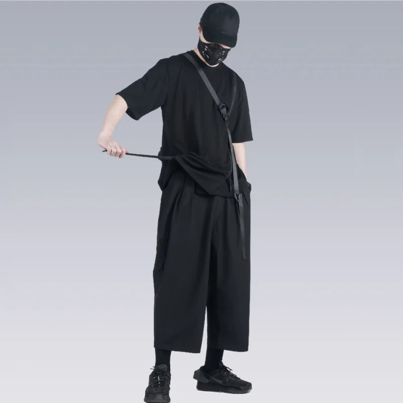 Casual Draping Techwear Rebel Style Denim Shorts