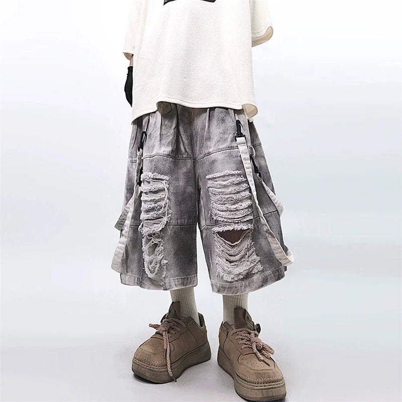 Heritage Metro Torn Hole Denim Shorts