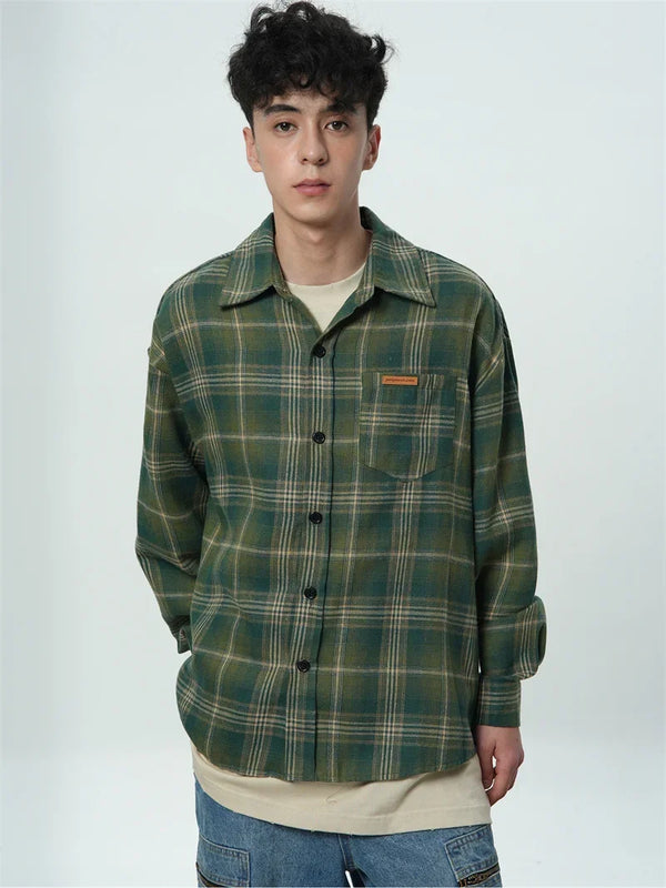 Plaid Lapel Cool Vintage Autumn Top