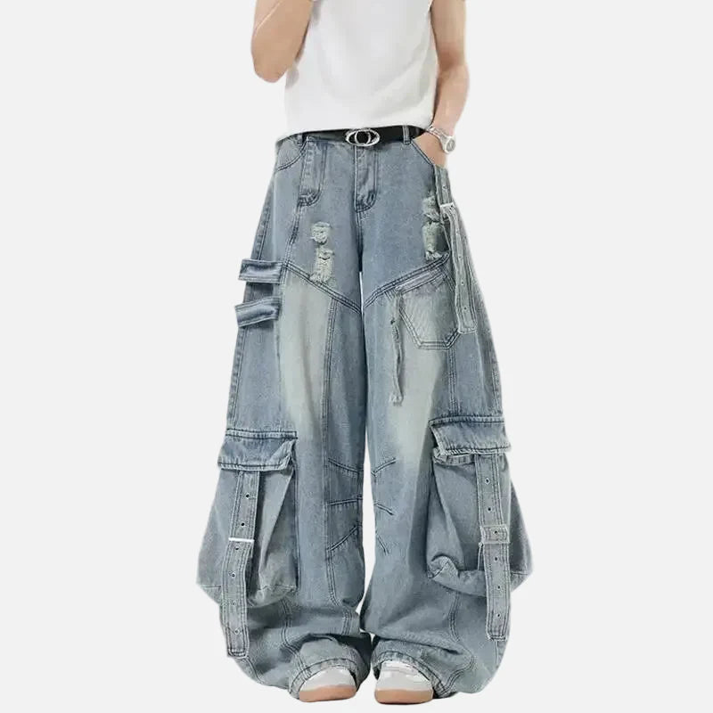 All-American Multi-Pocket Wide Leg Denim Jeans