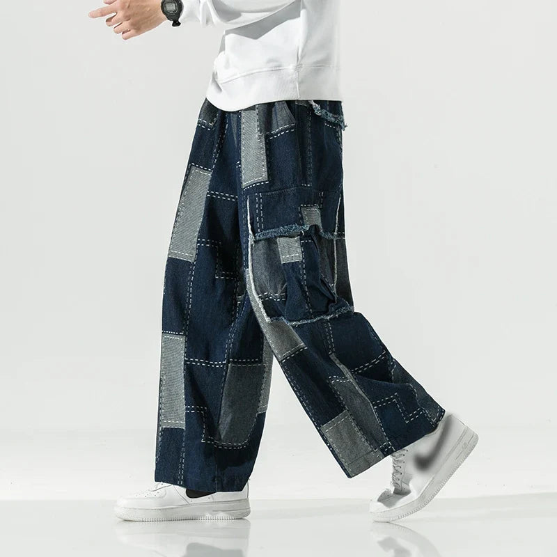 Metro Japanese Style Faded Bell Leg Utility Denim