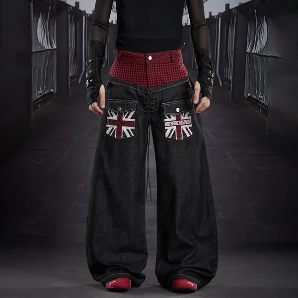 Marled New Double Layer Splicing Denim