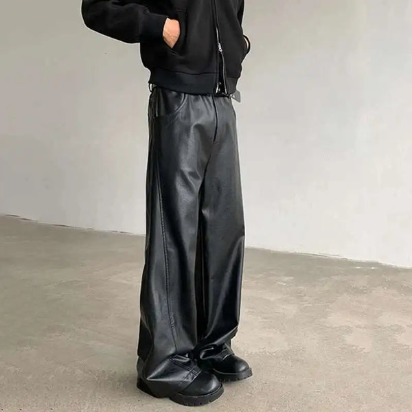 Casual Faux Leather Trousers