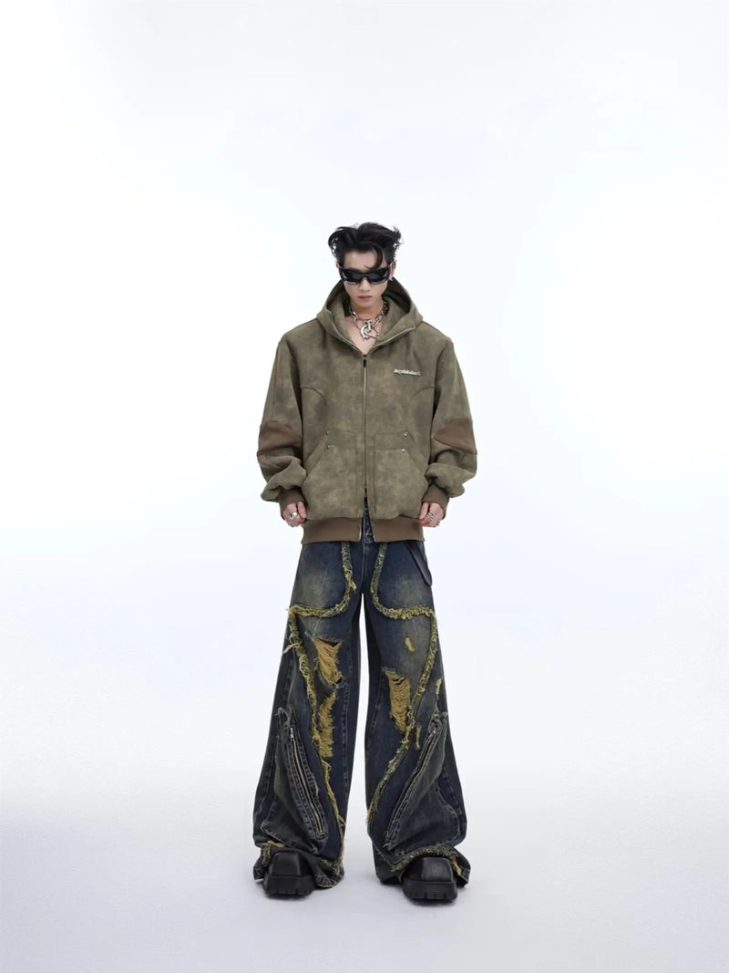 2000s Metro Heritage Splicing Burr Edge Torn Denim