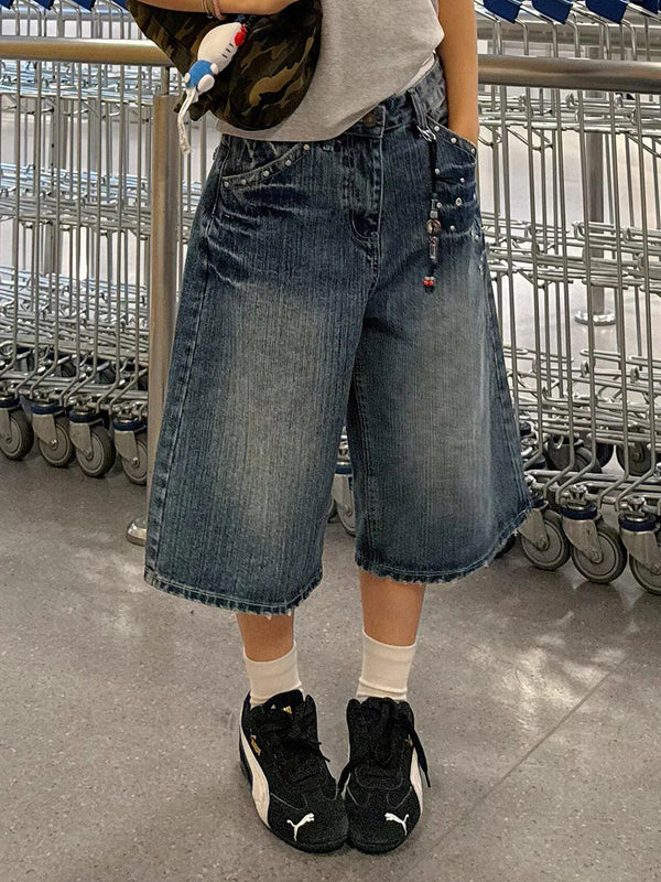 Metro Rinse Rebel Rivets Denim Shorts