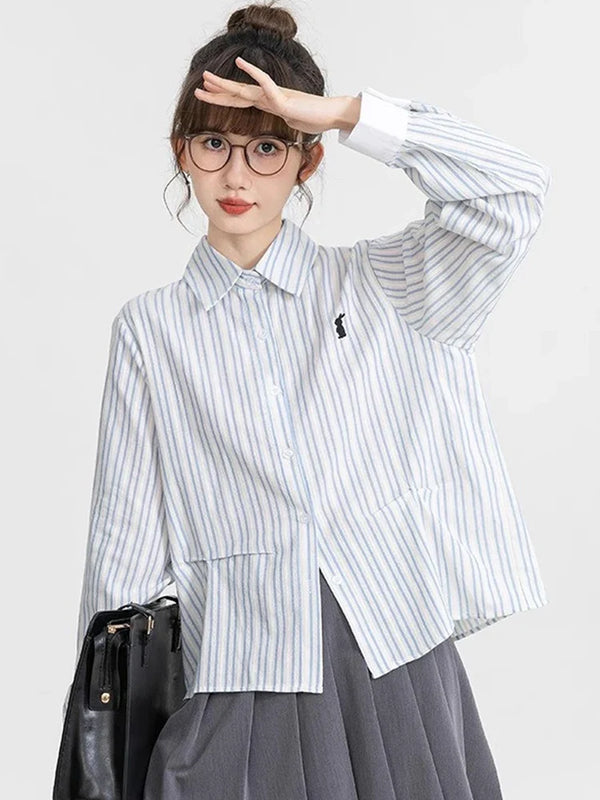 Sweet Preppy Stripe Retro Womens Long Top