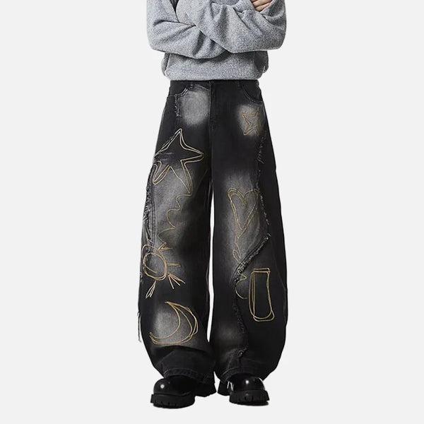 Durable Mosaic Raw Edge Denim